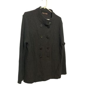 Women's Black Double-Breasted Jacket 1X